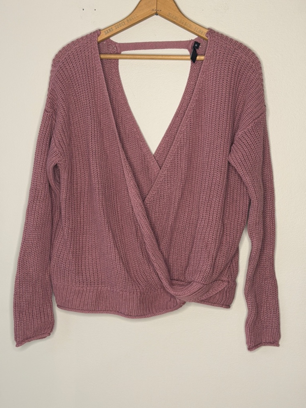 moon & madison Mauve Pink Wrap V-Neck Sweater